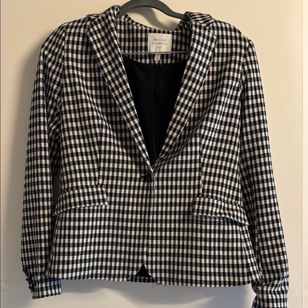 Maison d’ Amelie Black and White Checkered Women's Blazer
